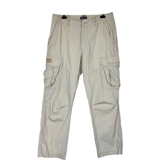 Polo Jeans Co Ralph Lauren Cargo Pants Mens 34X30 Tan Utility Vintage y2K - Picture 1 of 14